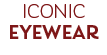 logo iconic eyewear en rouge